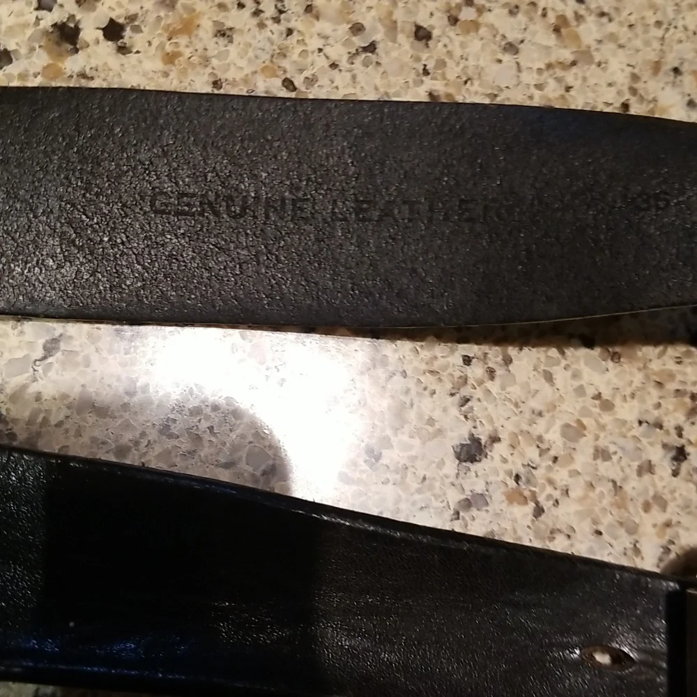 Black Leather Belt with Silver Buckle